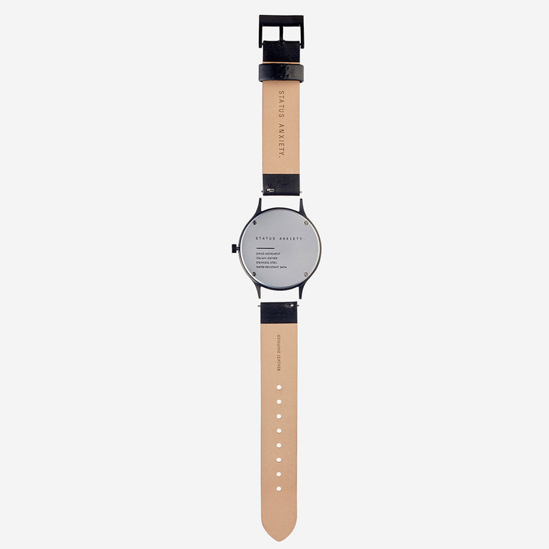 Status Anxiety Inertia Leather Watch White Face / Black Strap