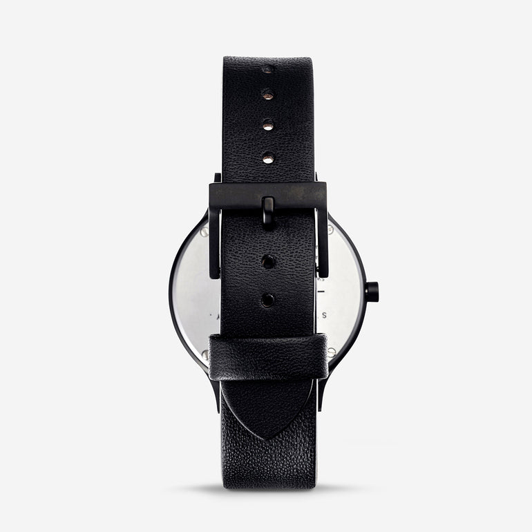 Status Anxiety Inertia Leather Watch White Face / Black Strap