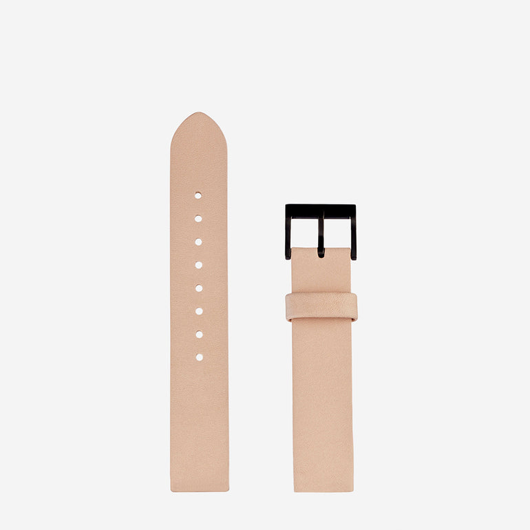 Status Anxiety Inertia Leather Watch Strap (Only) Natural Strap/Matte Black Buckle