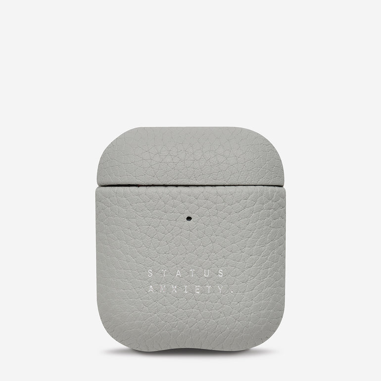 Status Anxiety Miracle Worker Leather Airpods Case Light Grey