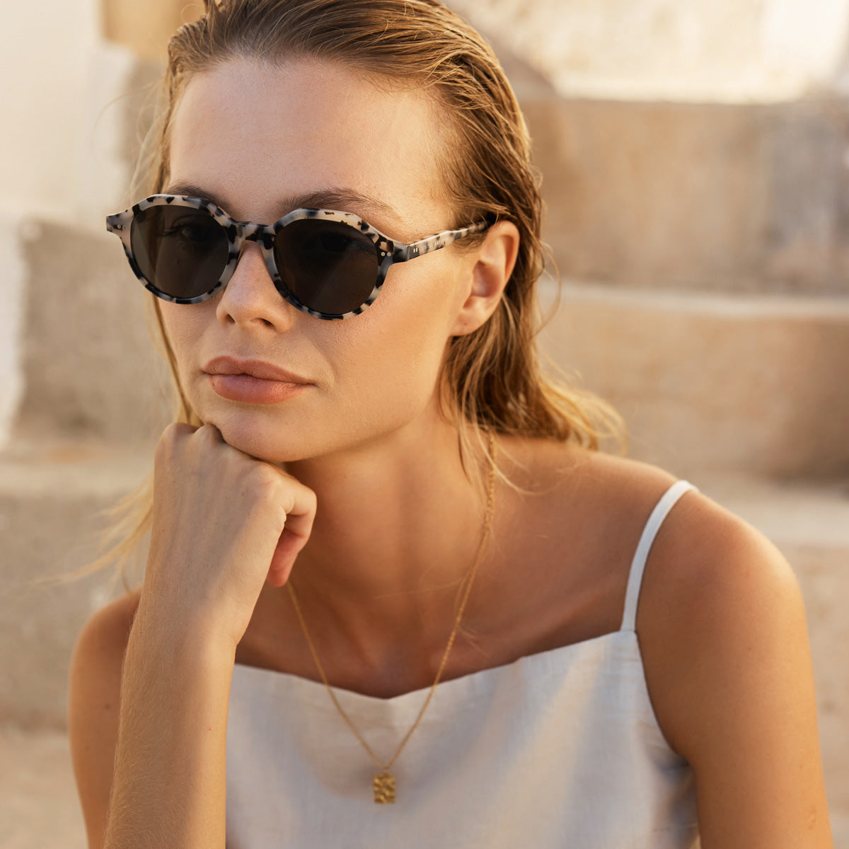 Status Anxiety Apathy Sunglasses White Tort
