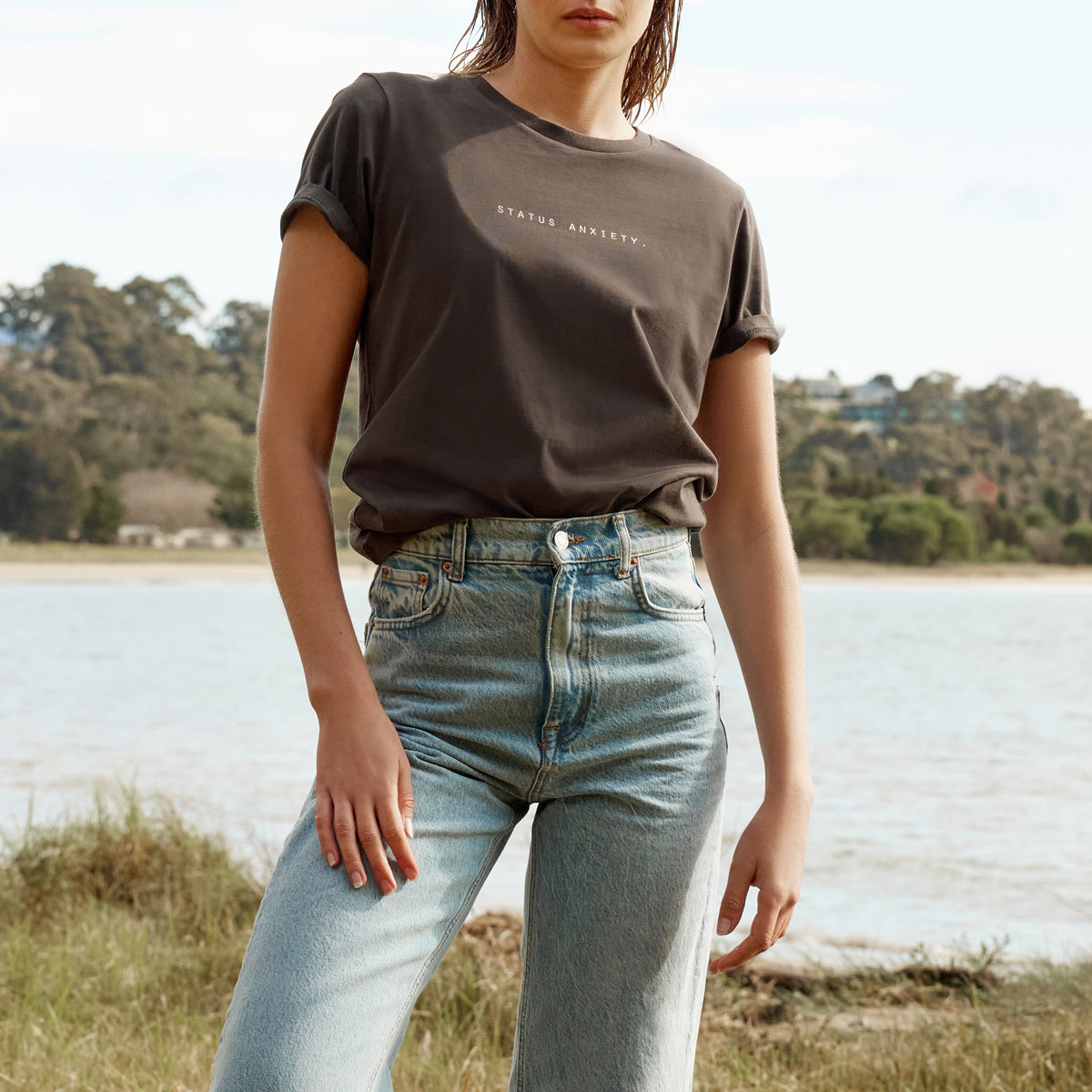 Status Anxiety Think It Over Women's T Shirt Coal