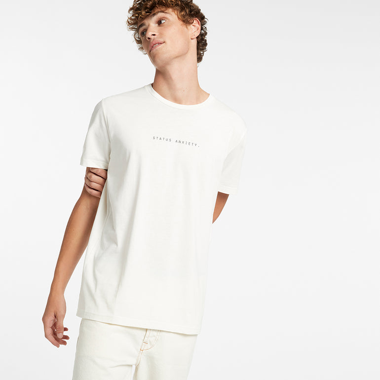 Status Anxiety Think It Over Men's T Shirt Off White