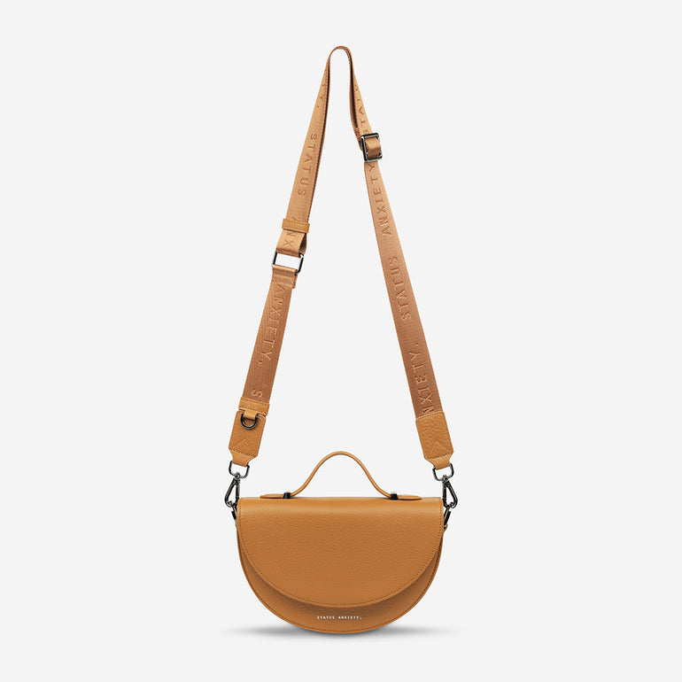 Status Anxiety All Nighter With Webbed Strap Women's Leather Crossbody Bag Tan