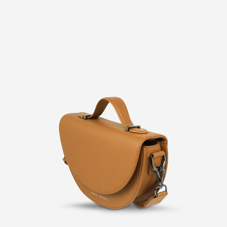 Status Anxiety All Nighter With Webbed Strap Women's Leather Crossbody Bag Tan