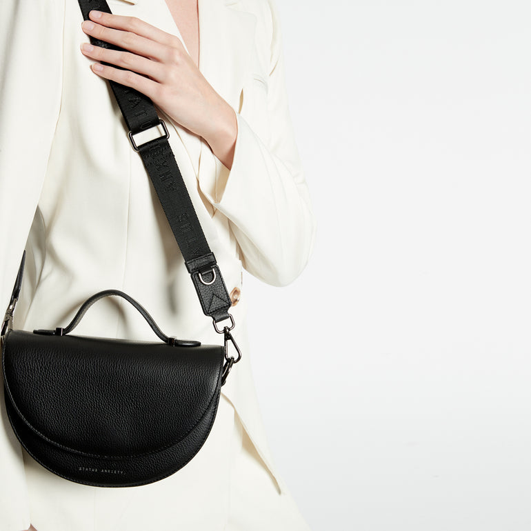 Status Anxiety Black Thin Webbed Strap for Bags 