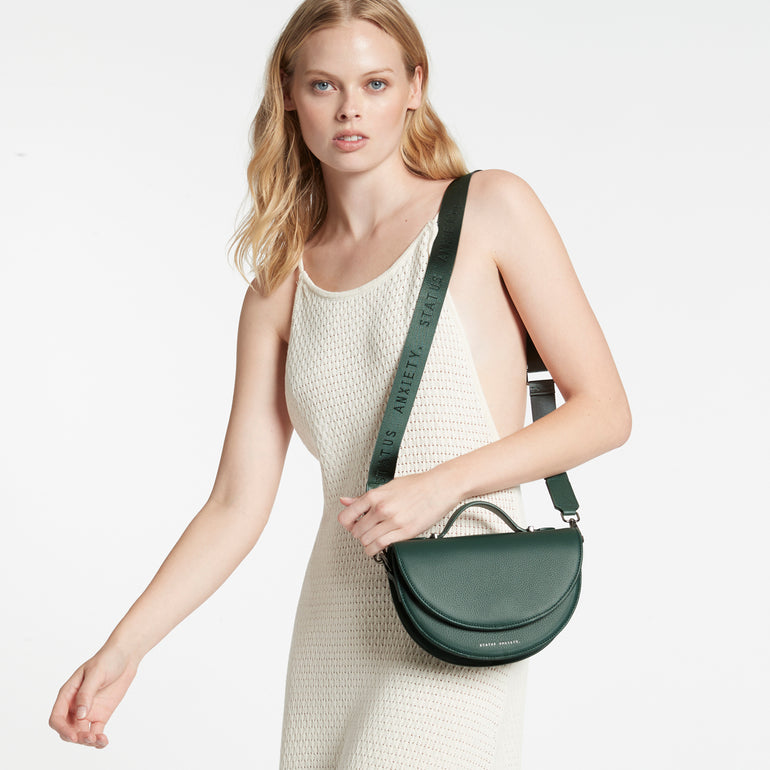 Status Anxiety All Nighter With Webbed Strap Women's Leather Crossbody Bag Green