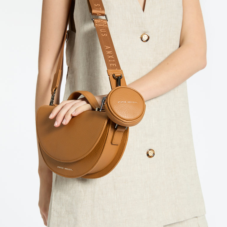 Status Anxiety All Nighter With Webbed Strap Women's Leather Crossbody Bag Tan