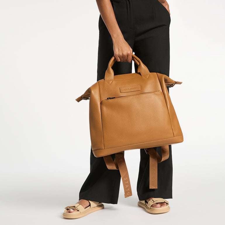 Comes In Waves Tan Leather Baby Bag