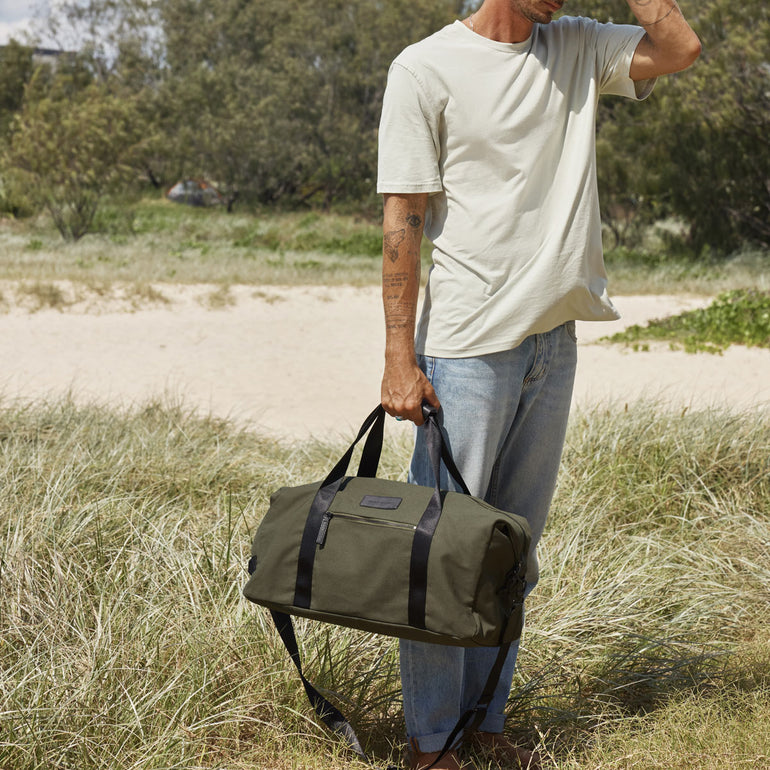 Status Anxiety Everything I Wanted Duffle Bag Khaki Canvas