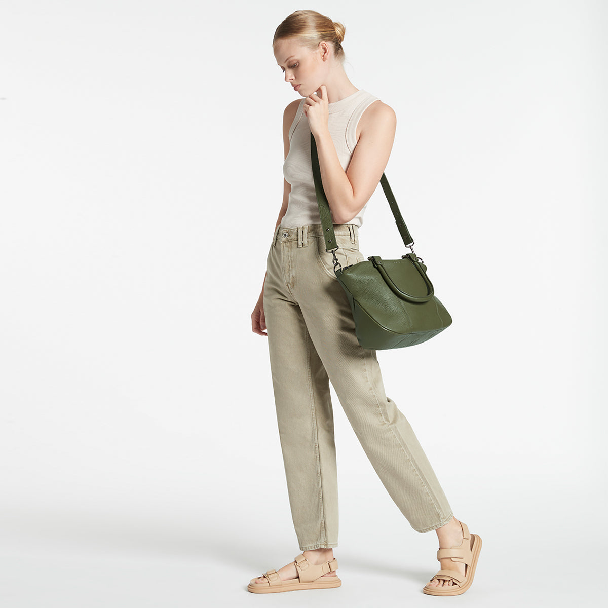 Status Anxiety Eyes to the Wind Women's Leather Bag Khaki