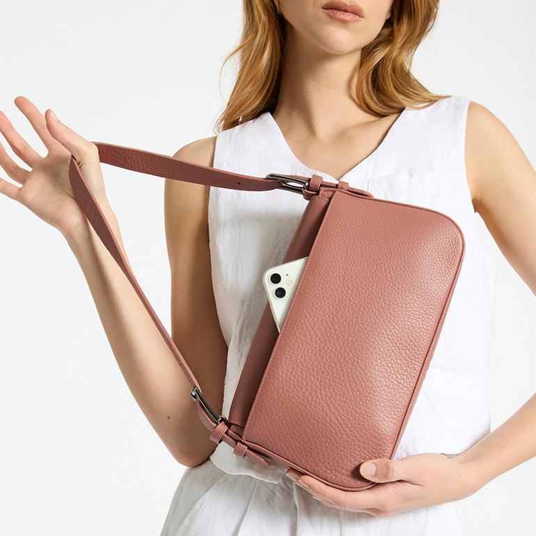 Status Anxiety Figure You Out Women's Leather Shoulder Bag Dusty Rose