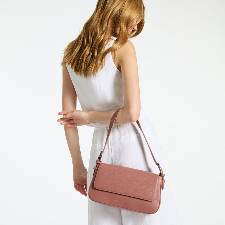 Status Anxiety Figure You Out Women's Leather Shoulder Bag Dusty Rose