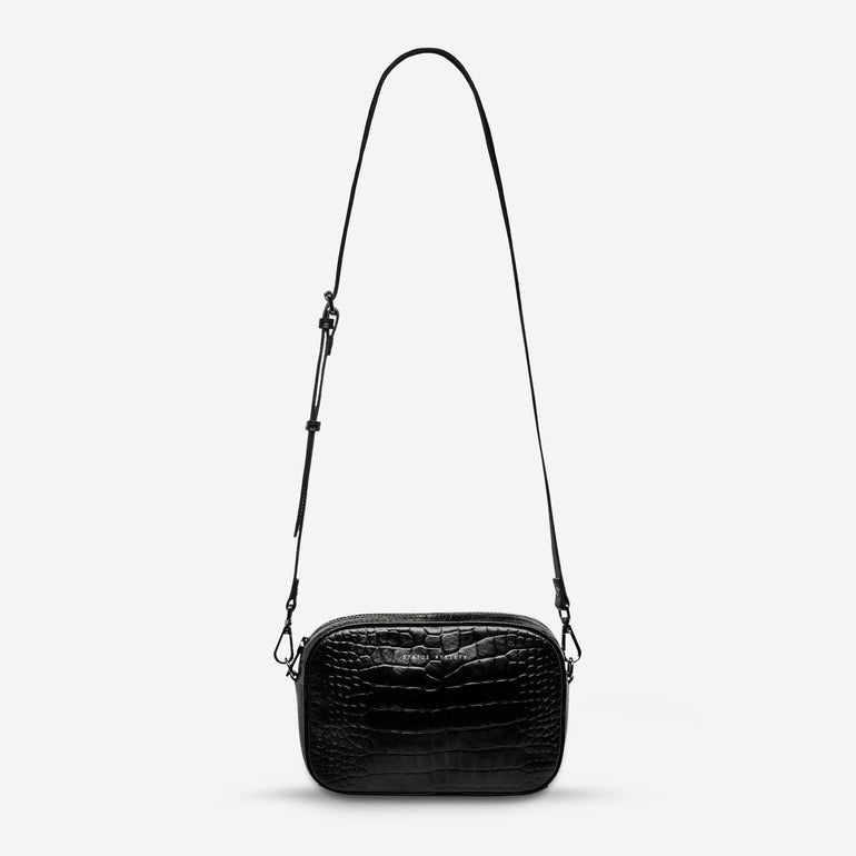 Status Anxiety Plunder Women's Leather Crossbody Bag Black Croc