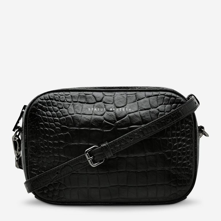 Status Anxiety Plunder Women's Leather Crossbody Bag Black Croc