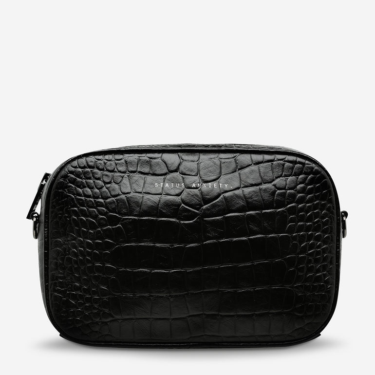 Status Anxiety Plunder Women's Leather Crossbody Bag Black Croc