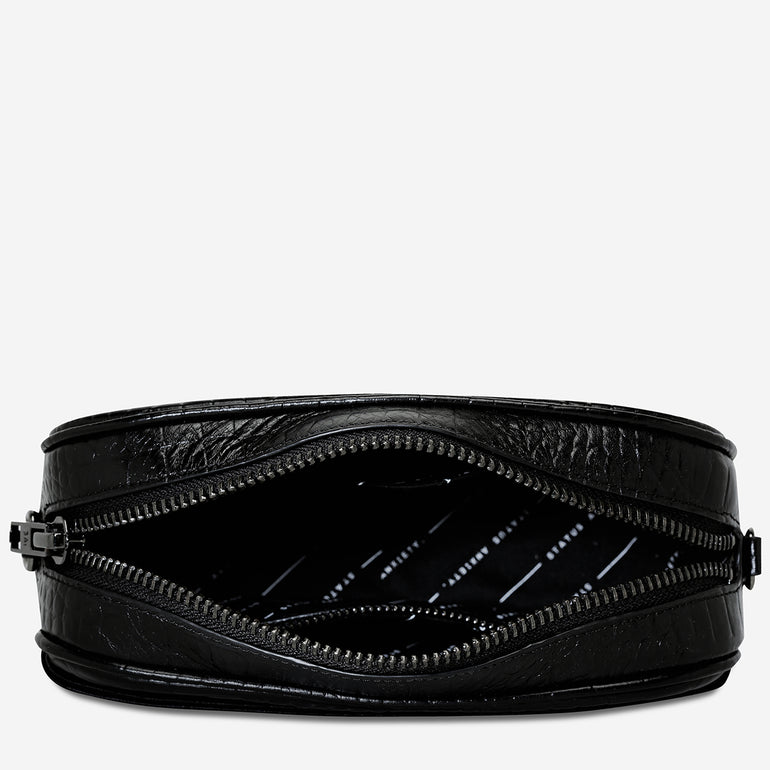 Status Anxiety Plunder Women's Leather Crossbody Bag Black Croc