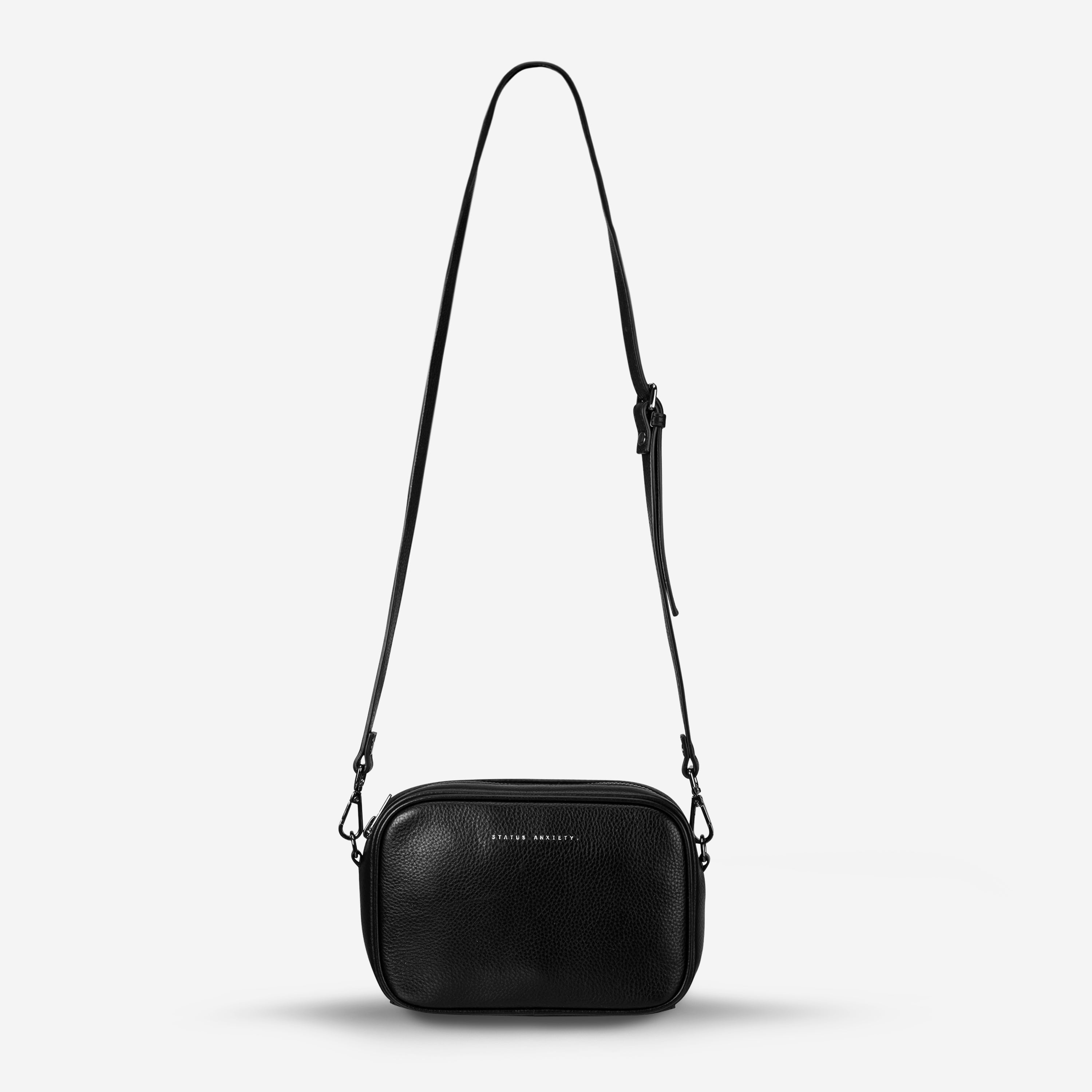 Comes In Waves Black Leather Baby Bag