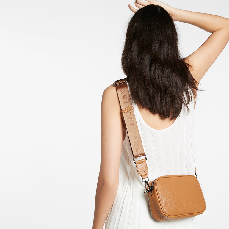 Status Anxiety Tan Web Strap for Bags