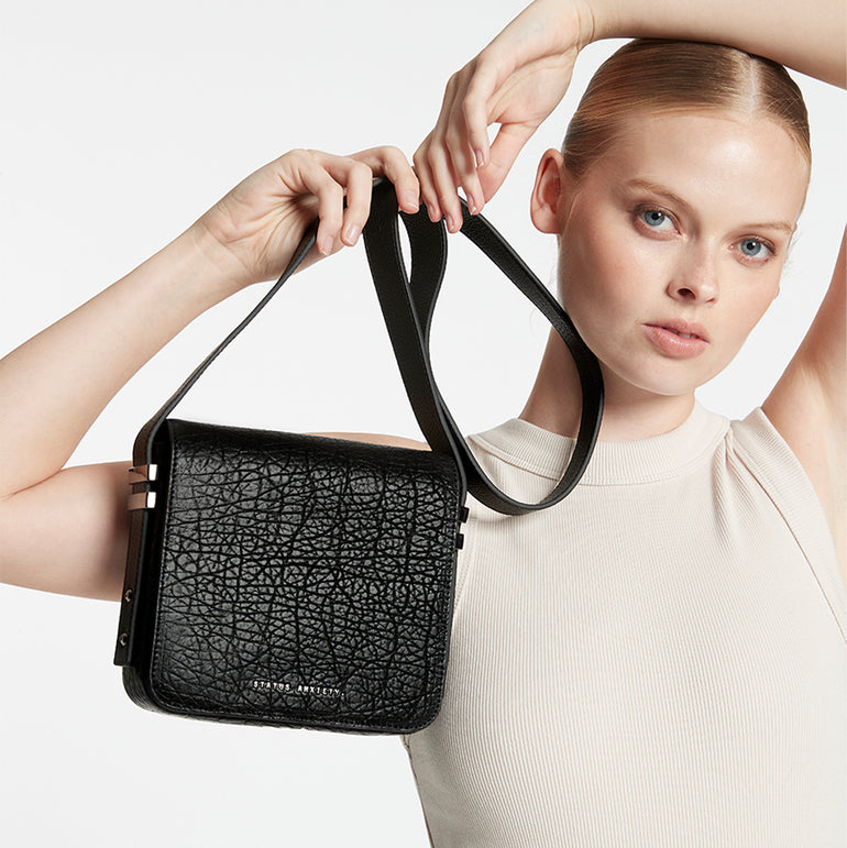 Status Anxiety Want to Believe Women's Leather Crossbody Bag Black Bubble