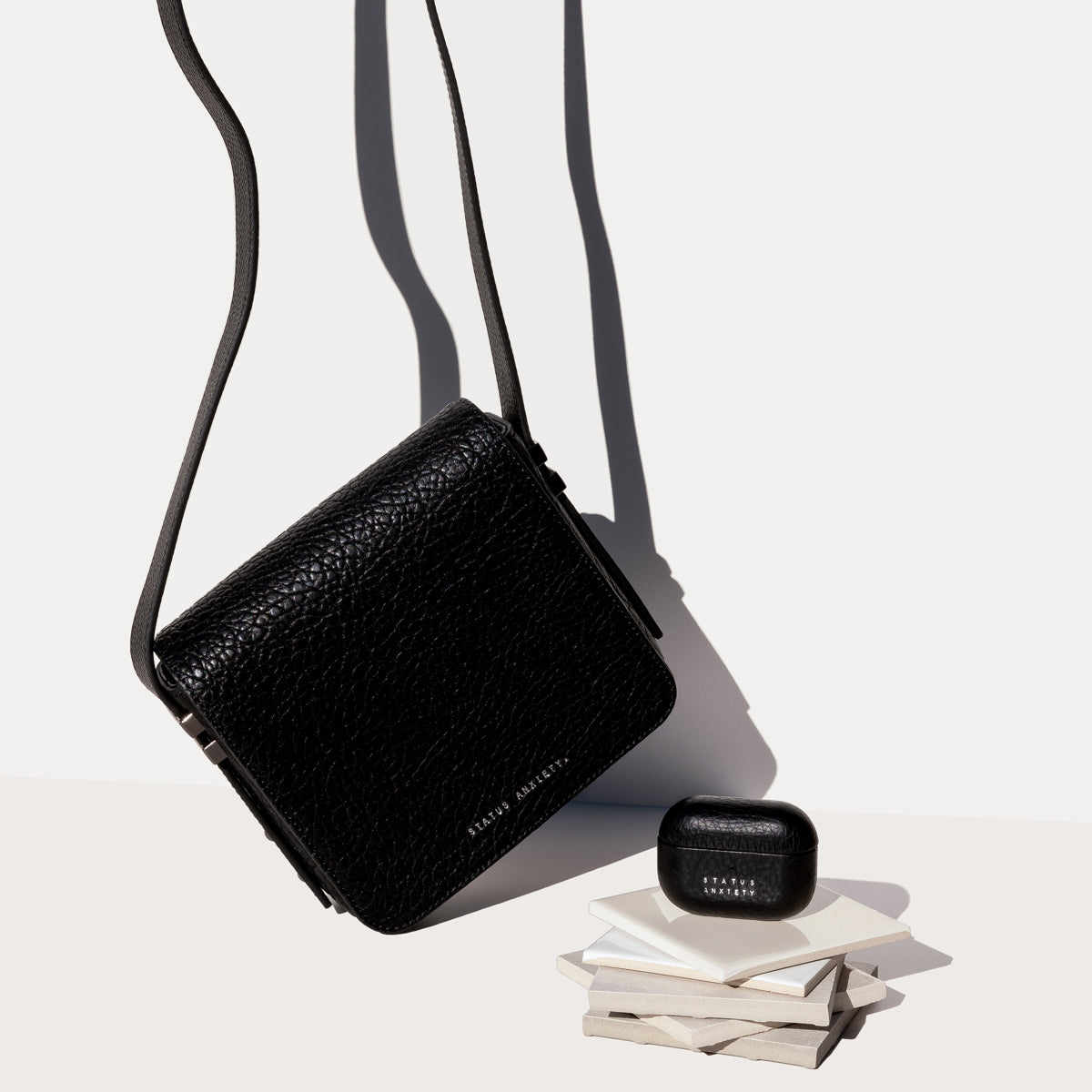 Black LV Solid Leather Airpods Case | Your Shopping Buddie