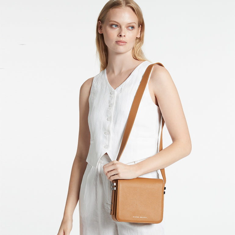Status Anxiety Want to Believe Women's Leather Crossbody Bag Tan