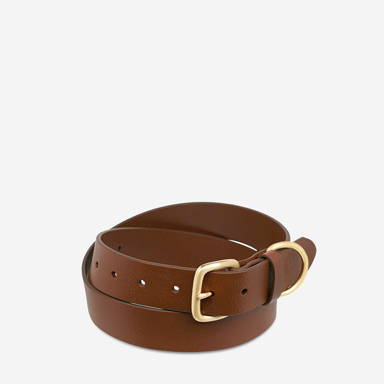 Status Anxiety Disarm Women's Leather Belt Tan/Gold