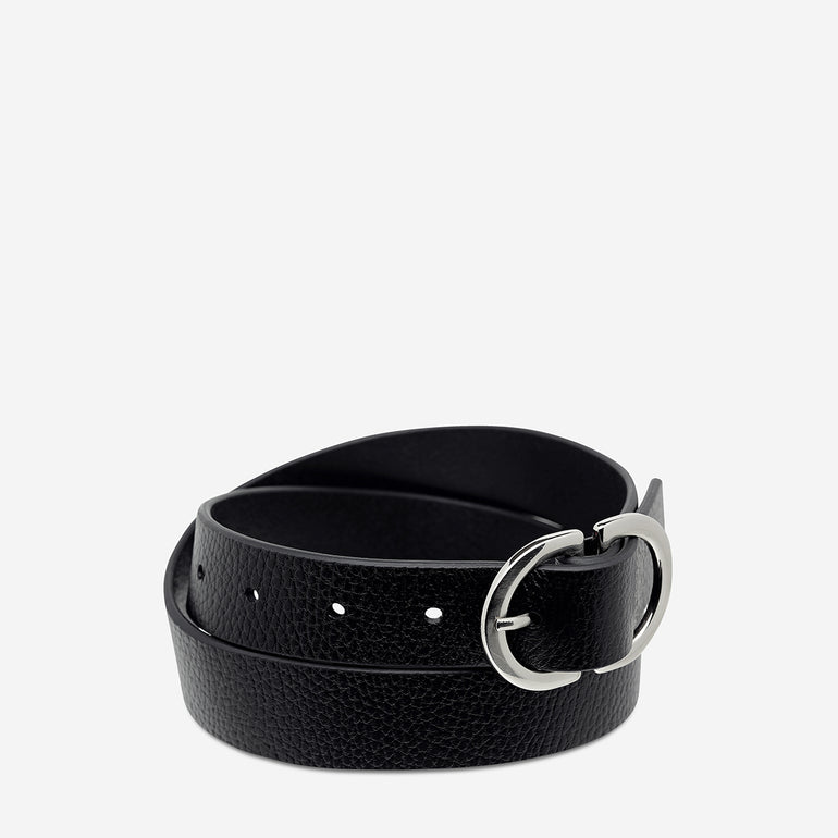 Status Anxiety In Reverse Women's Leather Belt Black