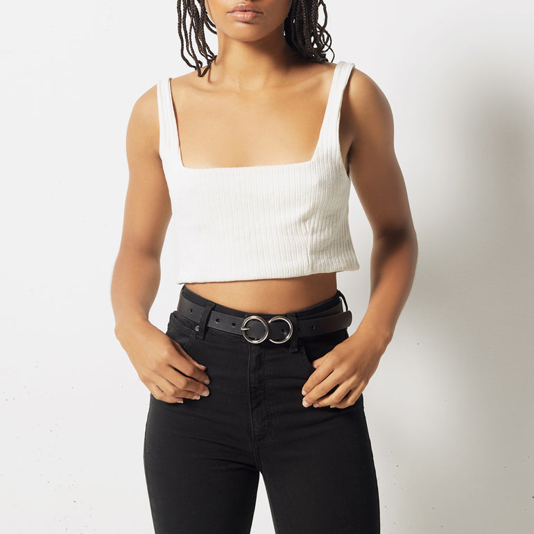 Status Anxiety Mislaid Skinny Women's Leather Belt Black / Silver