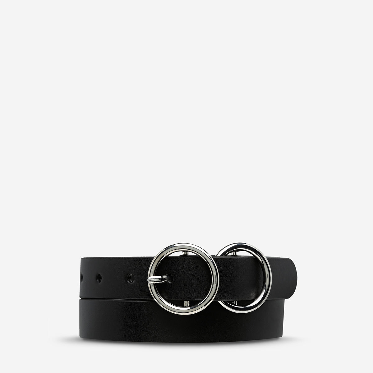 Status Anxiety Mislaid Skinny Women's Leather Belt Black / Silver