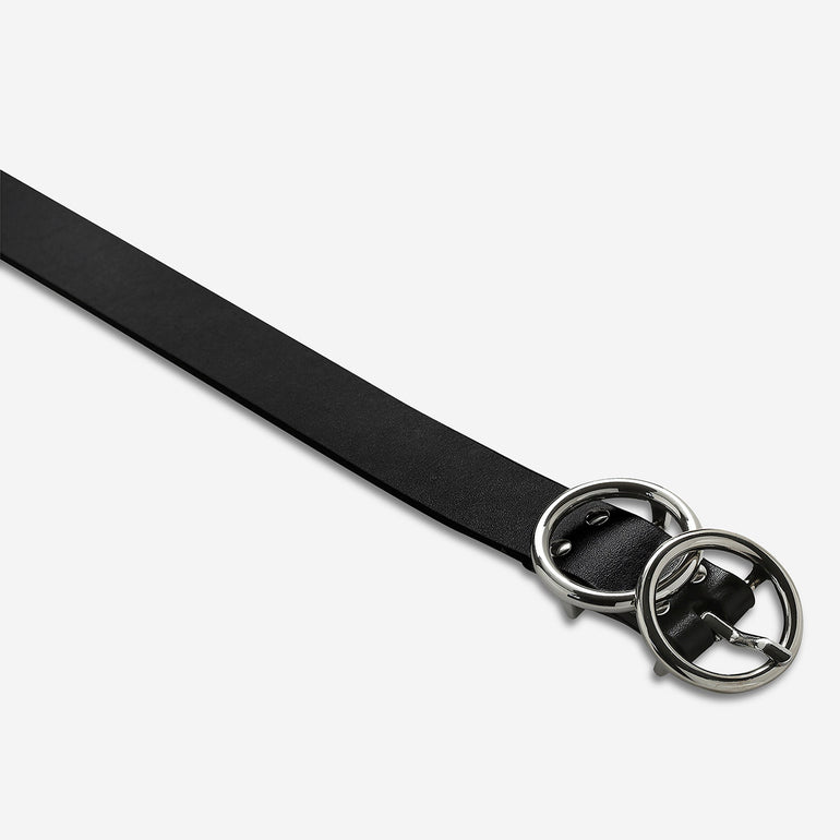 Status Anxiety Mislaid Skinny Women's Leather Belt Black / Silver