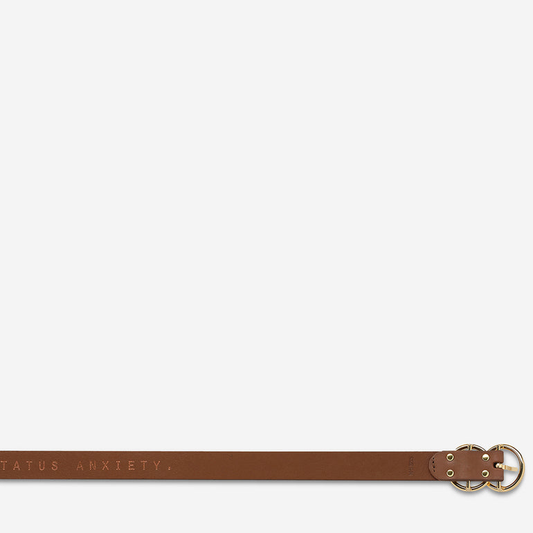 Status Anxiety Mislaid Skinny Women's Leather Belt Tan / Gold