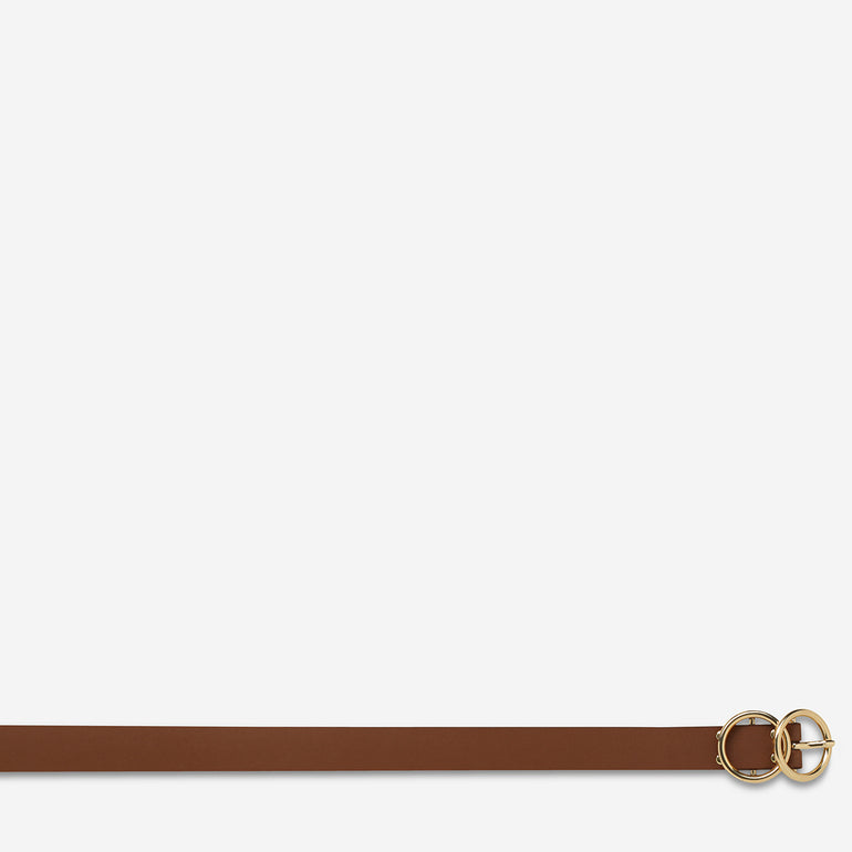 Status Anxiety Mislaid Skinny Women's Leather Belt Tan / Gold
