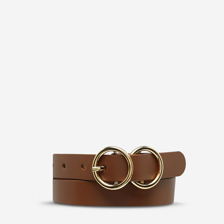 Status Anxiety Mislaid Skinny Women's Leather Belt Tan / Gold