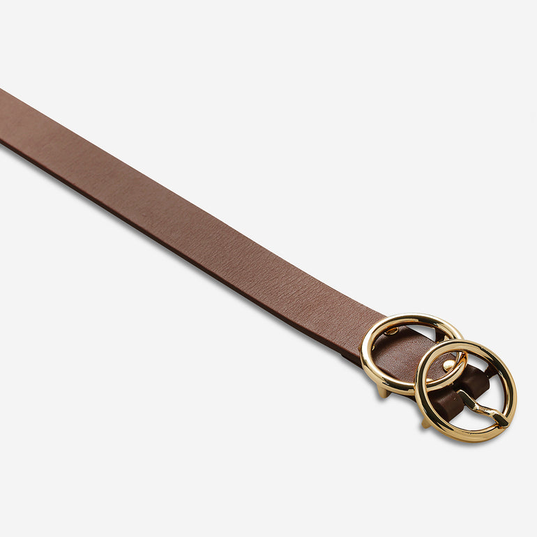 Status Anxiety Mislaid Skinny Women's Leather Belt Tan / Gold