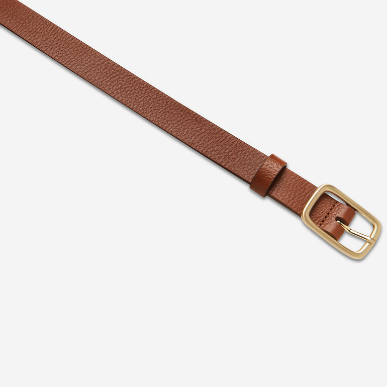 Status Anxiety Nobody's Fault Women's Leather Belt Tan/Gold