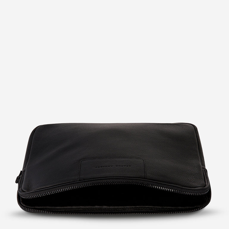 Status Anxiety Before I Leave Leather Laptop Case Black