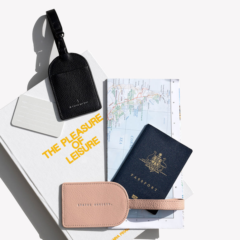 Status Anxiety Found You Leather Luggage Tag Dusty Pink