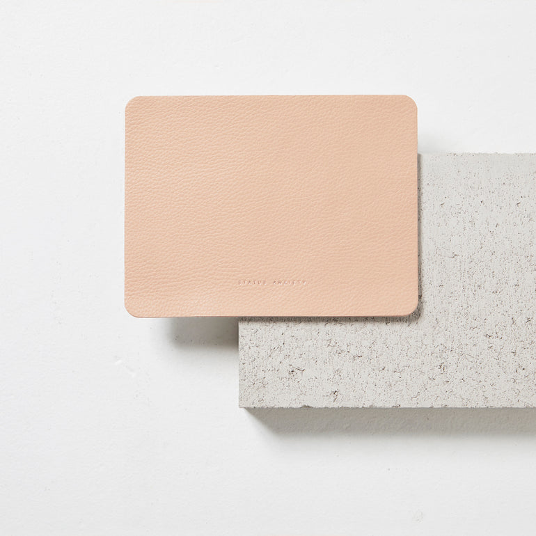Status Anxiety Of Sound Mind Leather Mouse Pad Dusty Pink