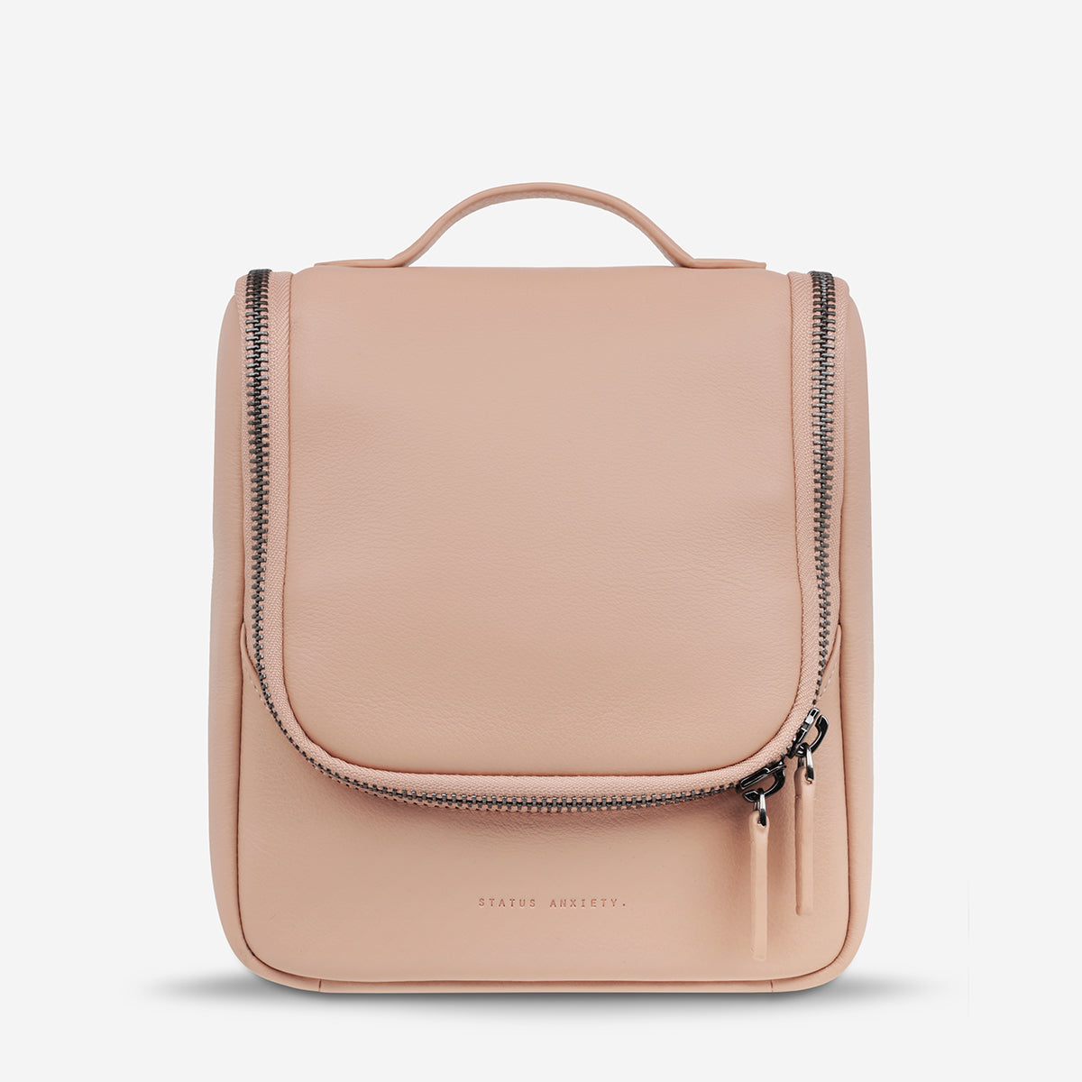 Status Anxiety Drifting Apart Leather Toiletries Bag Dusty Pink