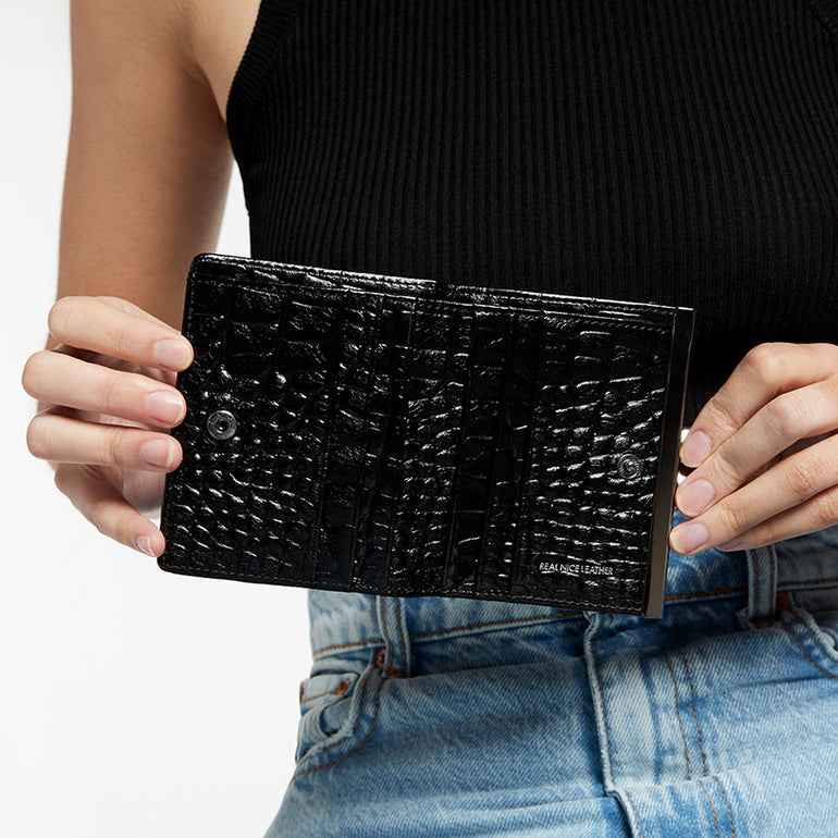 Status Anxiety As You Were Womens Leather Wallet Black Croc