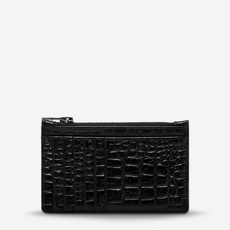 Status Anxiety Avoiding Things Women's Leather Wallet Black Croc