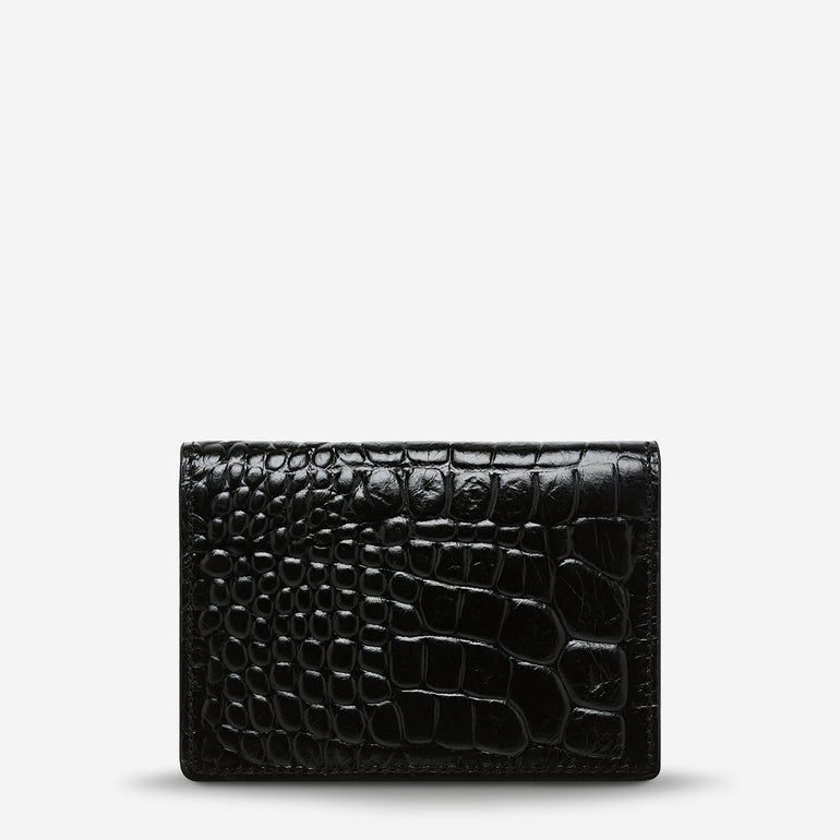 Status Anxiety Easy Does It Women's Leather Wallet Black Croc