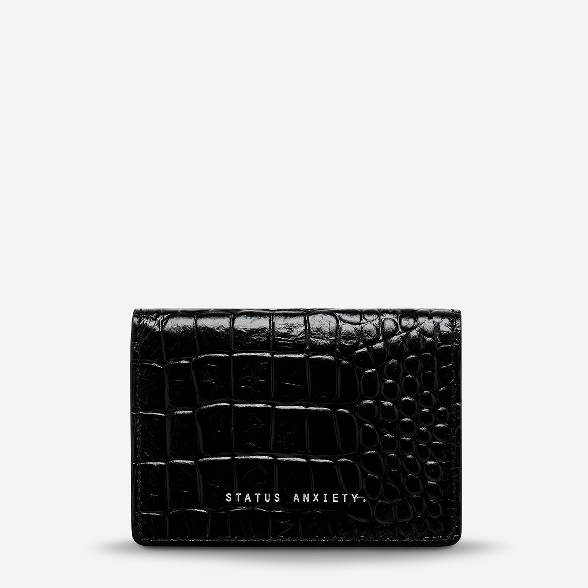 Status Anxiety Easy Does It Women's Leather Wallet Black Croc