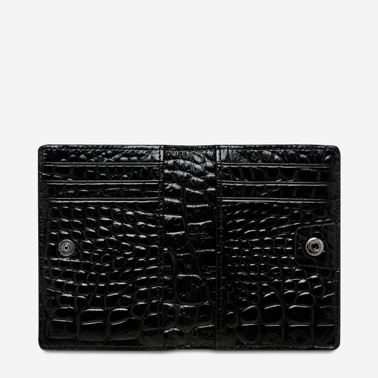 Status Anxiety Easy Does It Women's Leather Wallet Black Croc