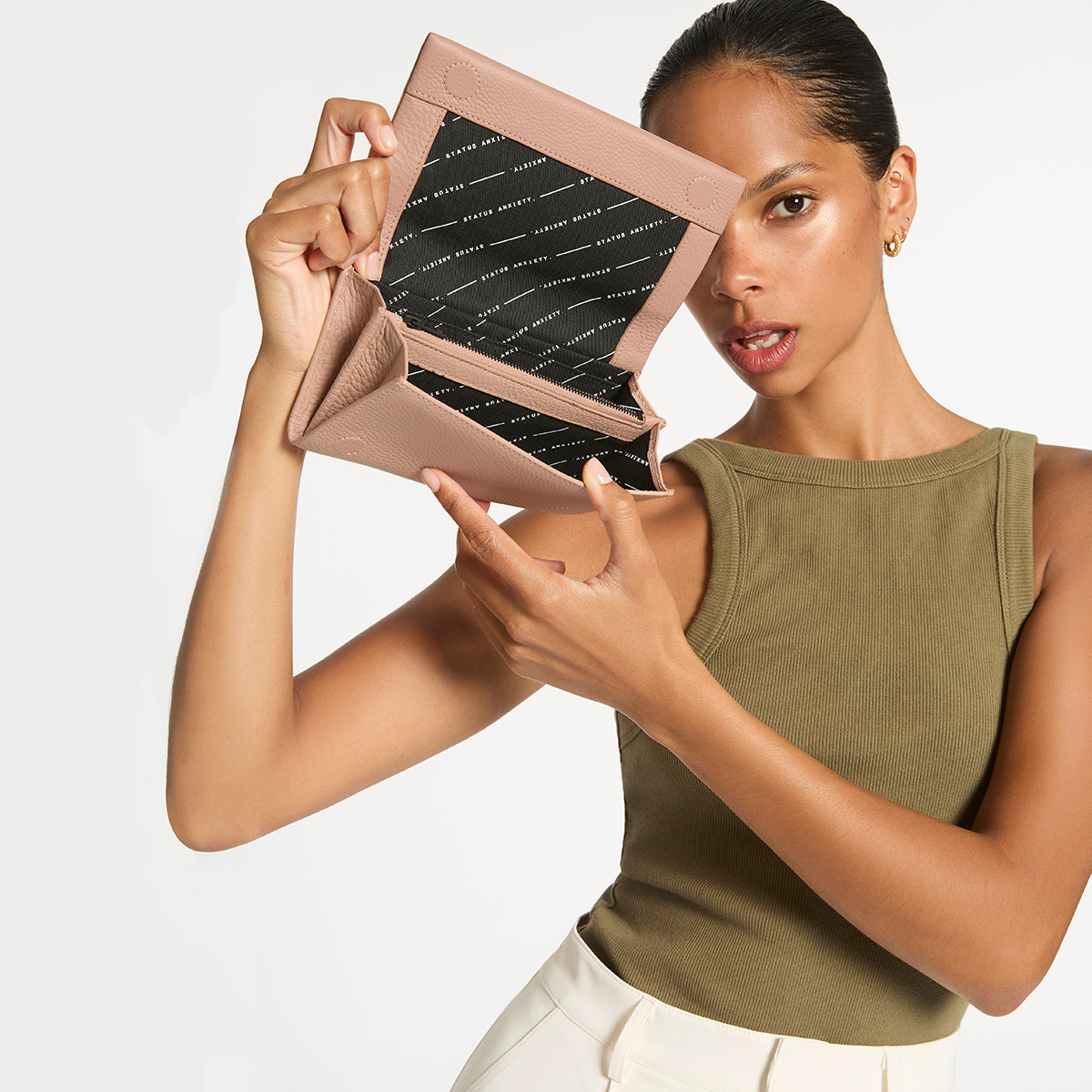 Status Anxiety Nevermind Women's Leather Wallet Dusty Pink