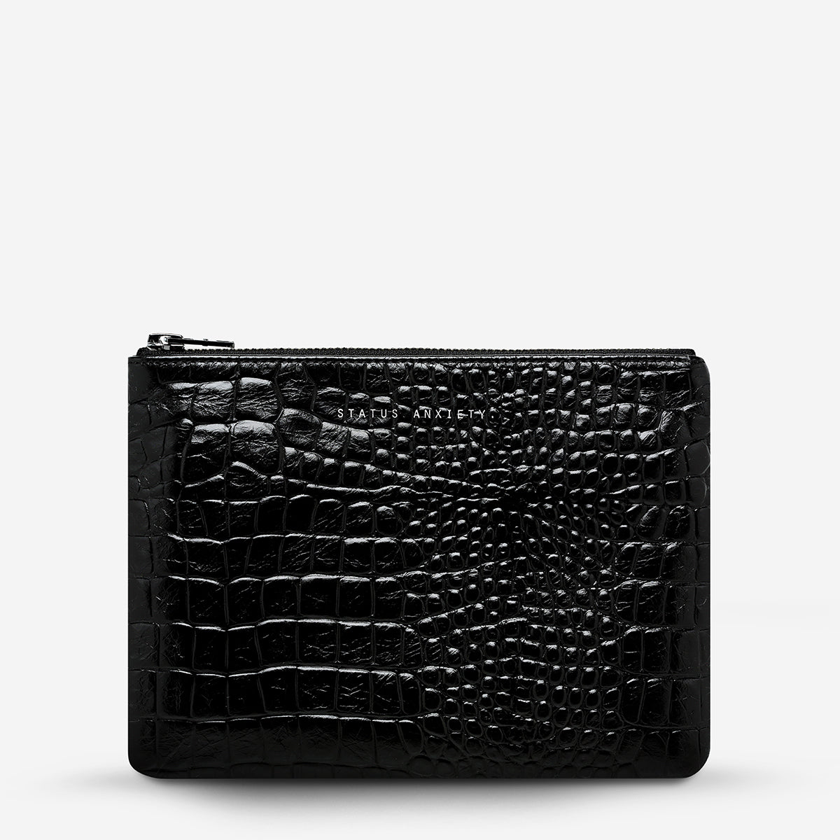 Status Anxiety New Day Women's Leather Pouch Wallet Black Croc