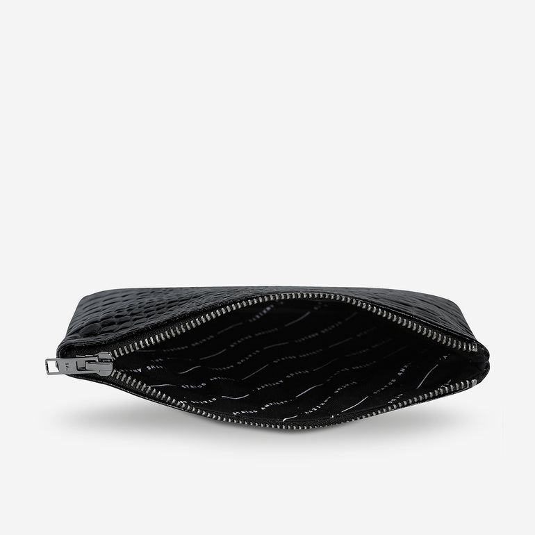 Status Anxiety New Day Women's Leather Pouch Wallet Black Croc