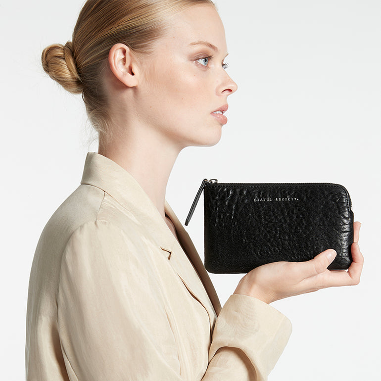 Status Anxiety Smoke and Mirrors Women's Leather Pouch Wallet Black Bubble