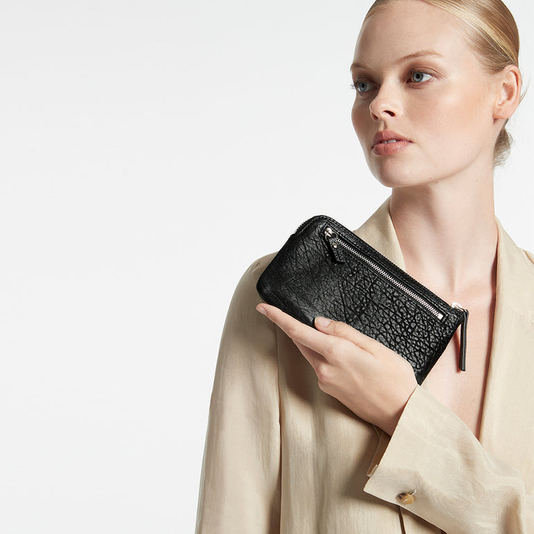 Status Anxiety Smoke and Mirrors Women's Leather Pouch Wallet Black Bubble